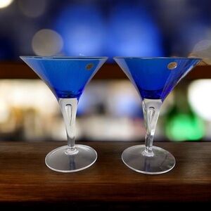 Block Stockholm Cobalt Blue Martini Glasses Blue (Set of 2) Made in Poland